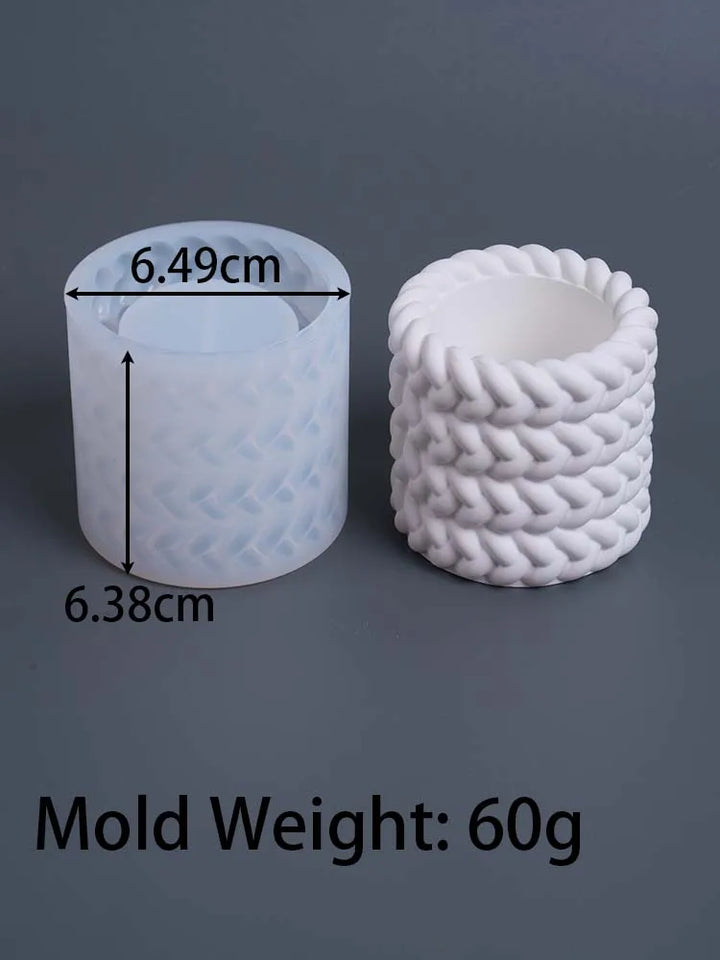Woven Candle Jar Silicone Mold DIY Round Concrete Flowerpot Casting Molds Plaster Resin Storage Box Craft Making Home Decor