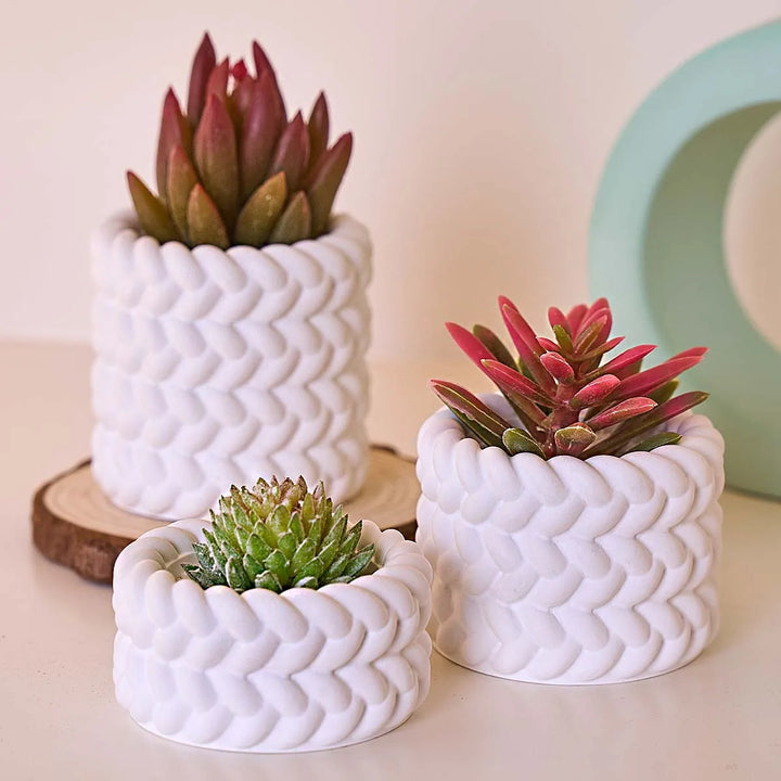 Woven Candle Jar Silicone Mold DIY Round Concrete Flowerpot Casting Molds Plaster Resin Storage Box Craft Making Home Decor