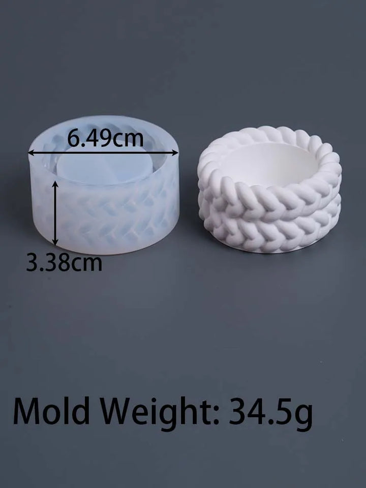 Woven Candle Jar Silicone Mold DIY Round Concrete Flowerpot Casting Molds Plaster Resin Storage Box Craft Making Home Decor