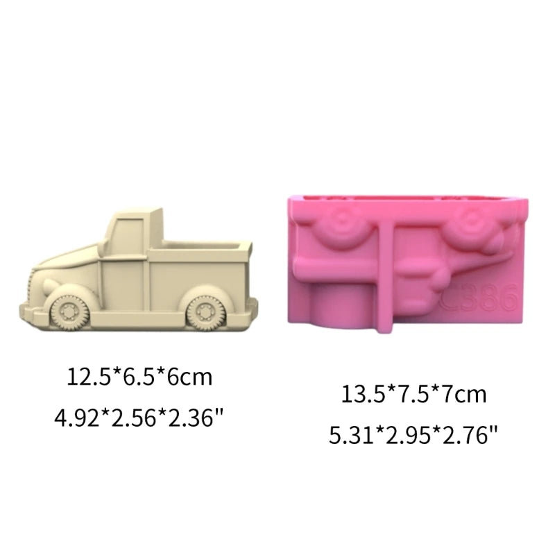 3D Car succulent plant flowerpot resin silicone mold cute cartoon car storage box candle cup concrete gypsum silicone mold