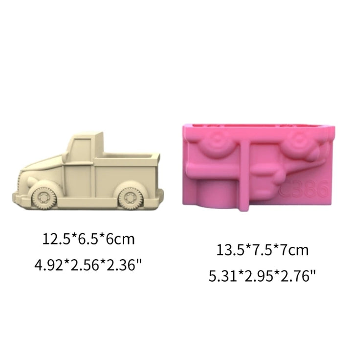 3D Car succulent plant flowerpot resin silicone mold cute cartoon car storage box candle cup concrete gypsum silicone mold