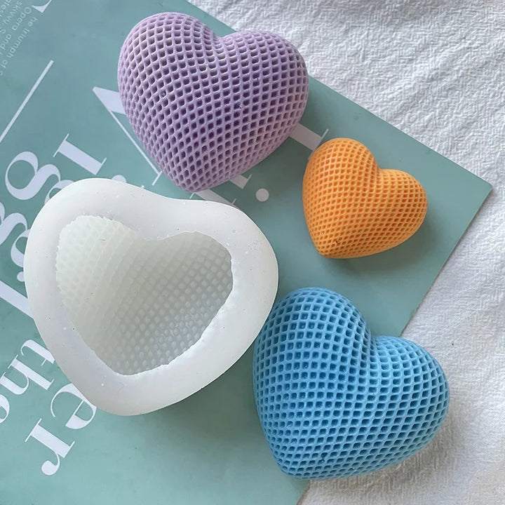 3D Woven Love Heart Silicone Mold Diy Handmade Heart-shaped Candle Soap Plaster Cake Chocolate Baking Tool Valentine&
