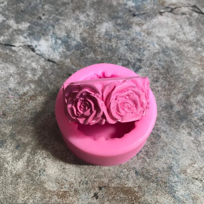 3D Round Rose Flowers Soap Mold Cylindrical Silicone Mold Candle Molds Craft Decoration