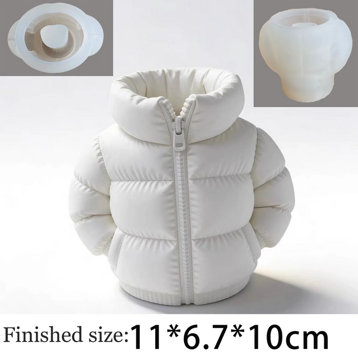 3D Puffer Jacket Pen Holder Silicone Mold Concrete Cement Flower Pot Planter Mould Plaster Storage Organizer Box Desk Decor