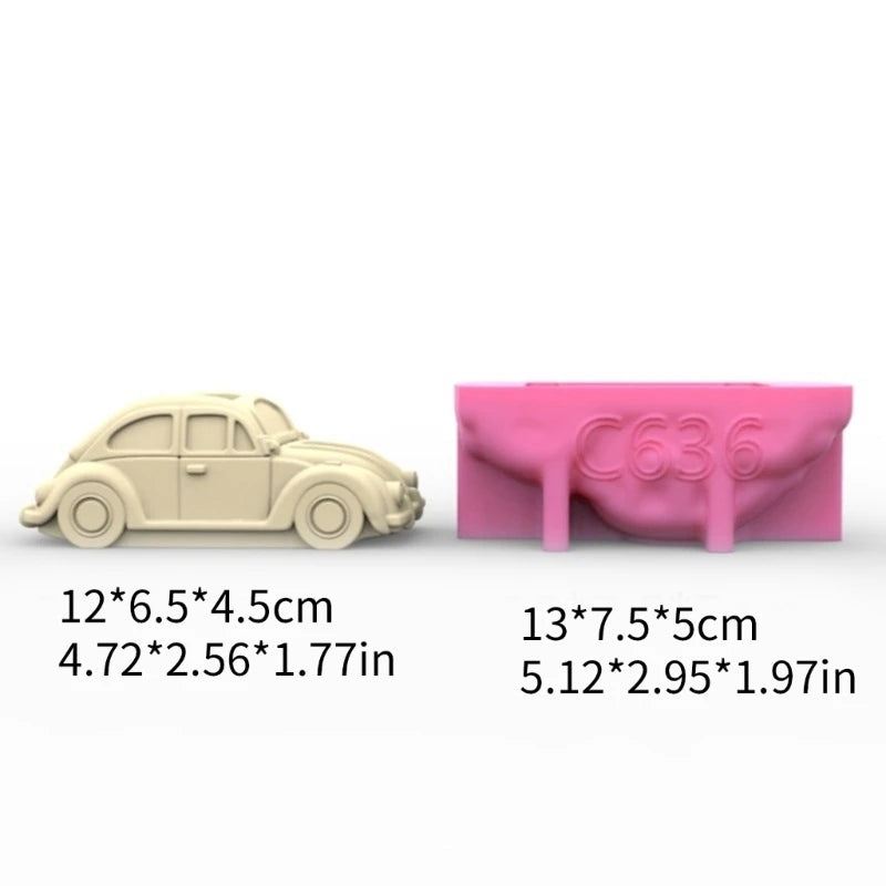 3D Car succulent plant flowerpot resin silicone mold cute cartoon car storage box candle cup concrete gypsum silicone mold