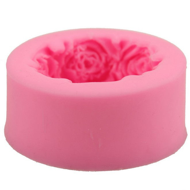 3D Round Rose Flowers Soap Mold Cylindrical Silicone Mold Candle Molds Craft Decoration
