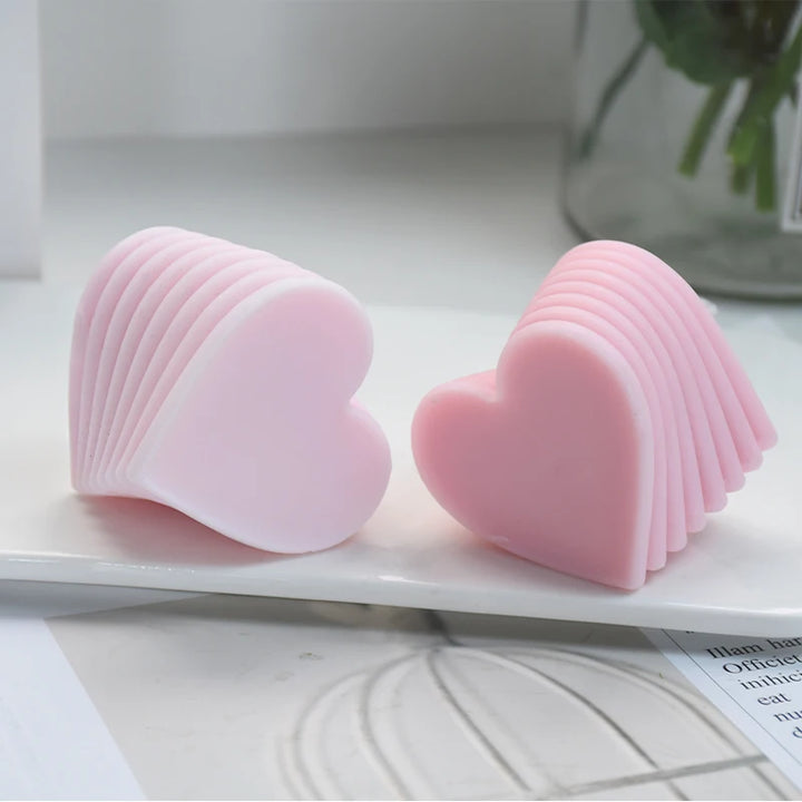 3D Rotating Love Candle Mold Stacking Heart-shaped Aromatic Candle Gypsum Process Resin Soap Cake Decoration Mold Handmade Molds