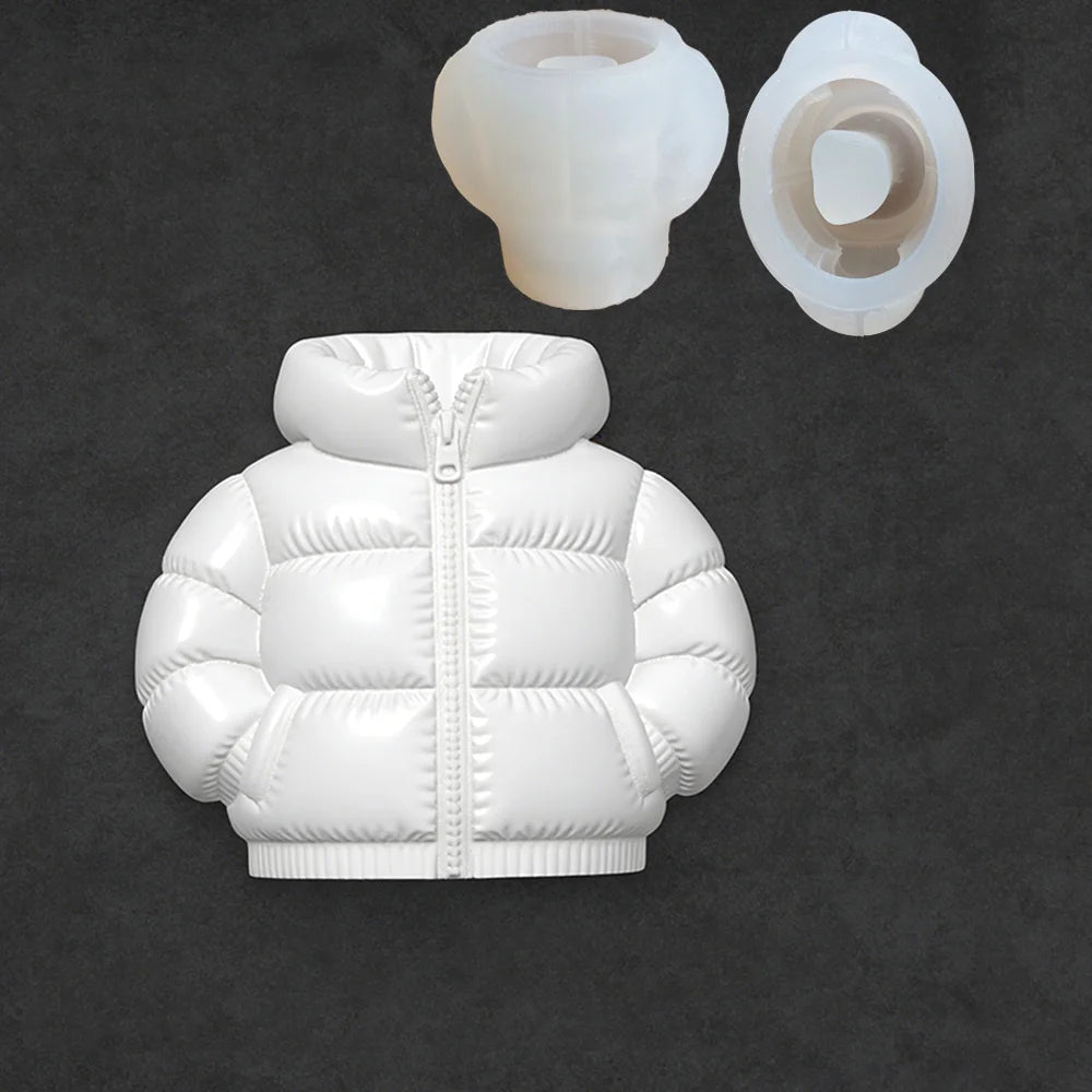 3D Puffer Jacket Pen Holder Silicone Mold Concrete Cement Flower Pot Planter Mould Plaster Storage Organizer Box Desk Decor
