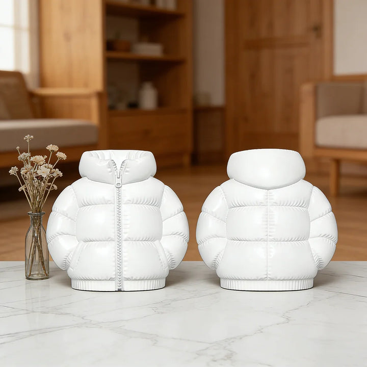 3D Puffer Jacket Pen Holder Silicone Mold Concrete Cement Flower Pot Planter Mould Plaster Storage Organizer Box Desk Decor