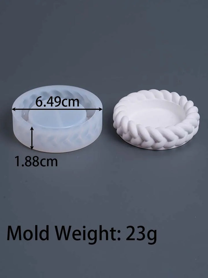 Woven Candle Jar Silicone Mold DIY Round Concrete Flowerpot Casting Molds Plaster Resin Storage Box Craft Making Home Decor