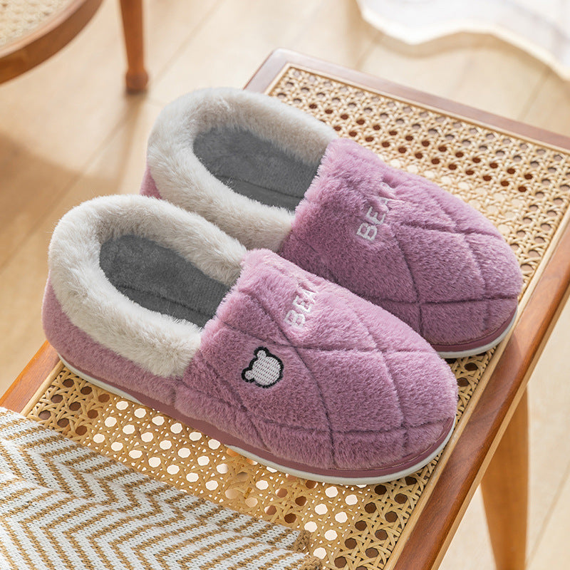 Bear Slippers Winter Home Shoes Warm Plush Shoes