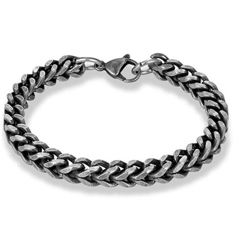 Stainless Steel Vintage Bracelet Black Cuban Chain