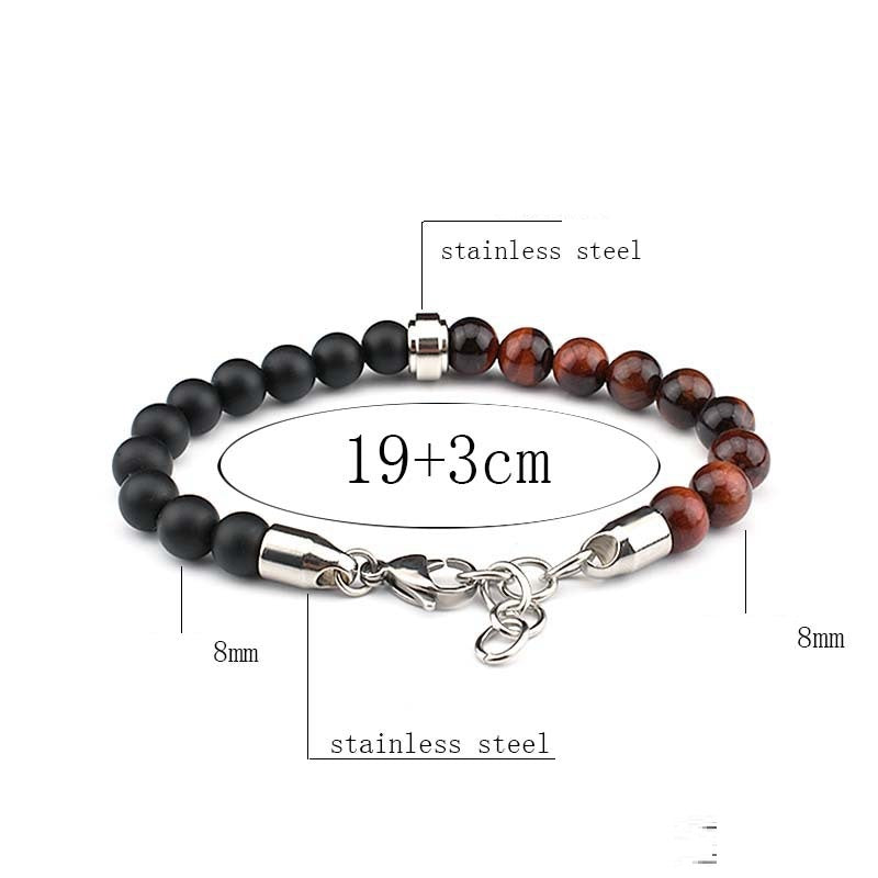 Stainless Steel Natural Stone Bracelets Bangle Tiger Eye Stone Bead Bracelet