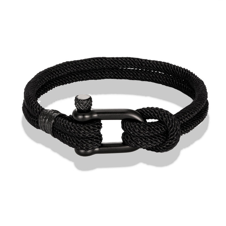 Mens Fashion Personality Horseshoe Buckle Woven Bracelet