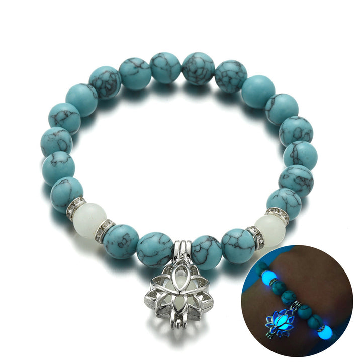 Energy Luminous Lotus Natural Stone Bracelet Yoga Healing Luminous Glow In The Dark Charm Beads Bracelet For Men Women