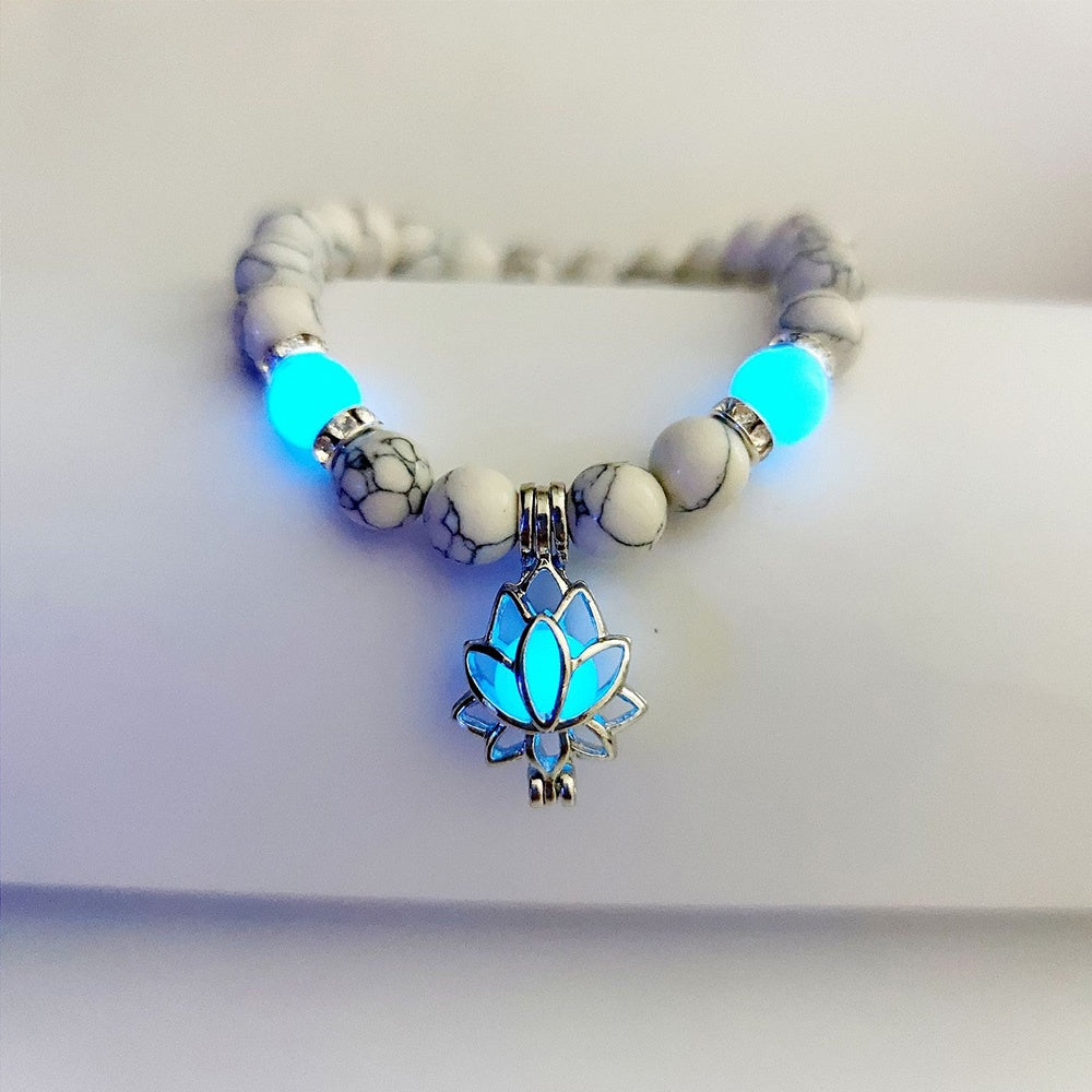 Energy Luminous Lotus Natural Stone Bracelet Yoga Healing Luminous Glow In The Dark Charm Beads Bracelet For Men Women