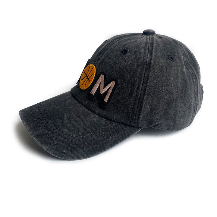 Simple Distressed Basketball MaMa Letter Embroidered Cap