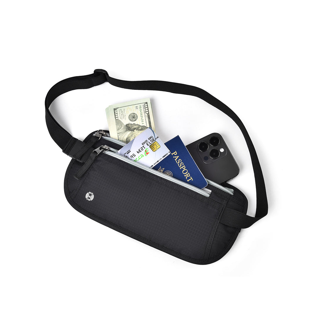Hidden Anti-Theft Waist Bag with RFID Protection – Waterproof Travel Pouch for Passport, Phone &amp; Valuables