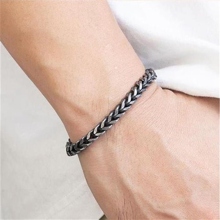 Stainless Steel Vintage Bracelet Black Cuban Chain