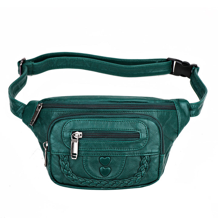 Women’s Fashion Washed Leather Waist &amp; Crossbody Bag – Soft &amp; Versatile