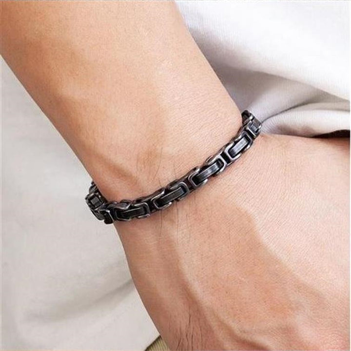 Stainless Steel Vintage Bracelet Black Cuban Chain