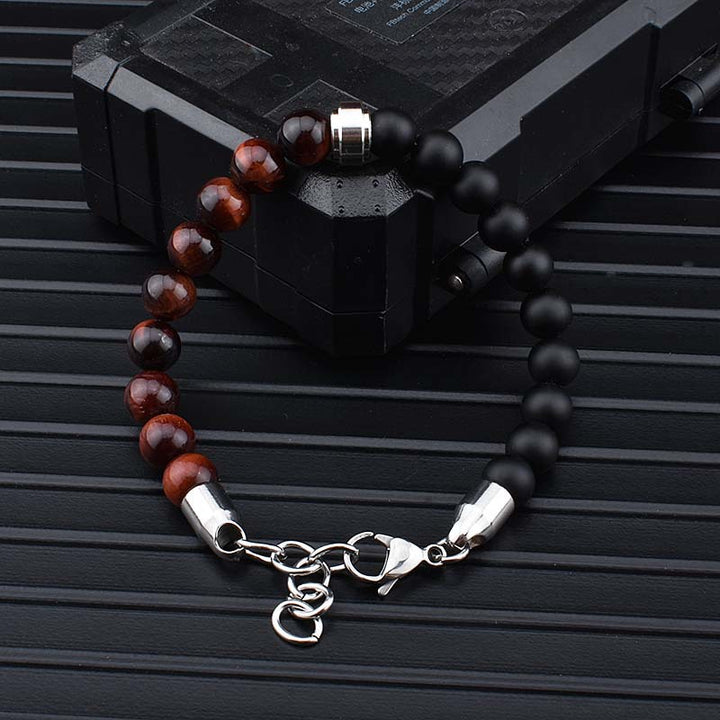 Stainless Steel Natural Stone Bracelets Bangle Tiger Eye Stone Bead Bracelet