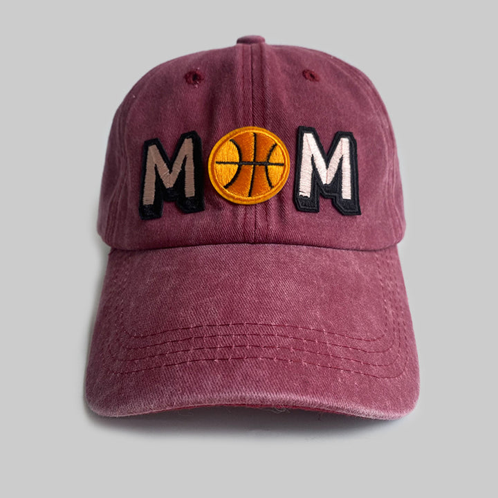 Simple Distressed Basketball MaMa Letter Embroidered Cap