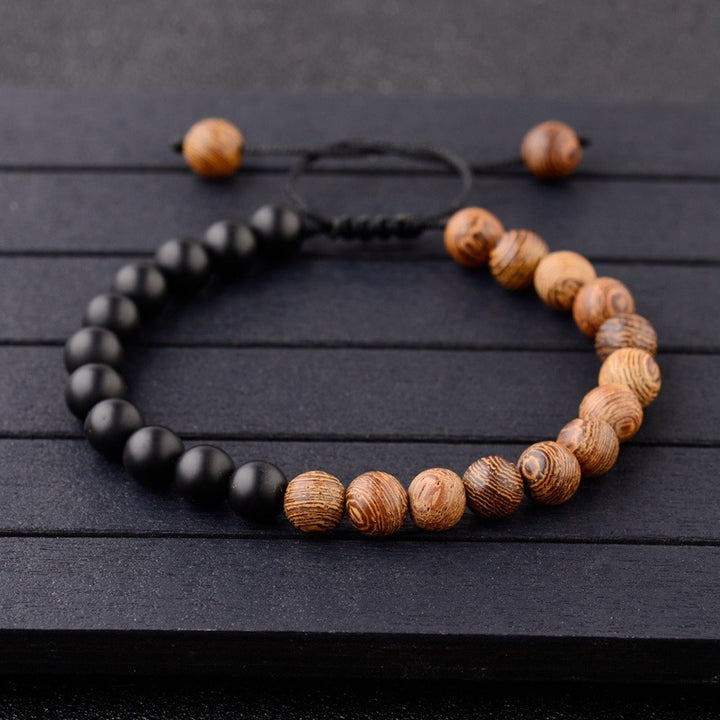 8mm Natural Wooden Bead Bracelet