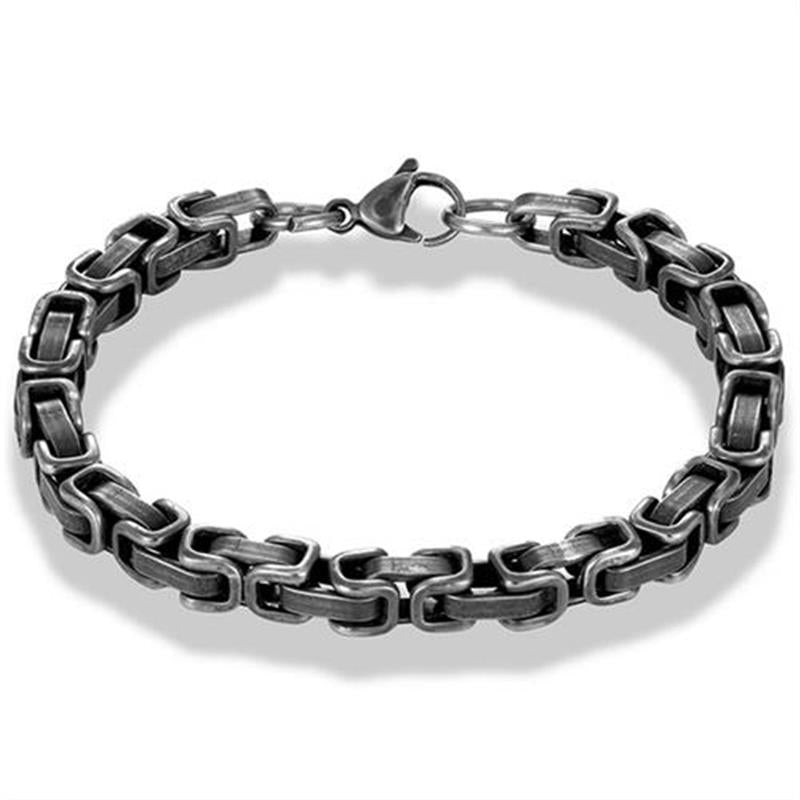 Stainless Steel Vintage Bracelet Black Cuban Chain