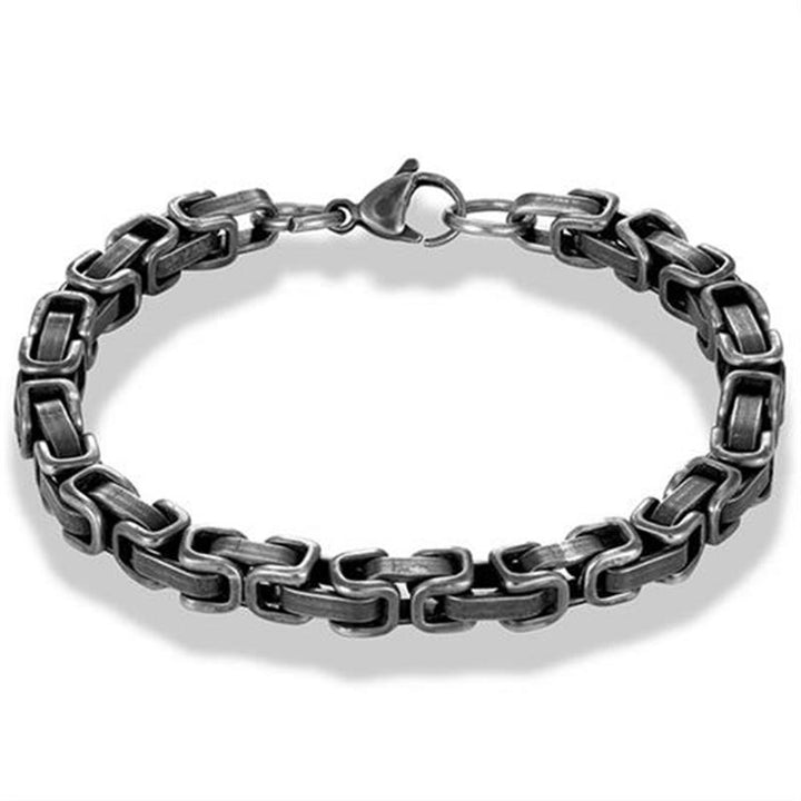 Stainless Steel Vintage Bracelet Black Cuban Chain