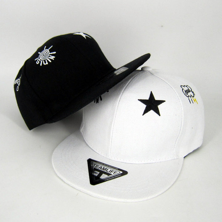 Embroidered Five-pointed Star Flat Brim Hip Hop Baseball Cap