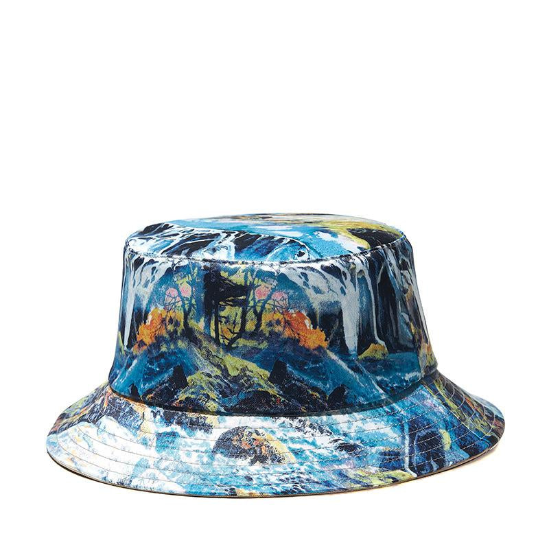 Landscape Painting Print Fisherman Hat