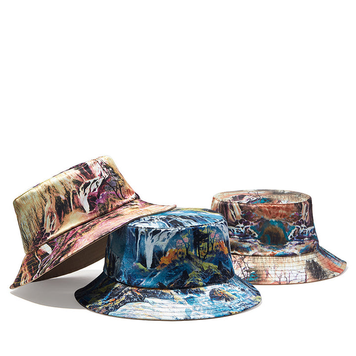 Landscape Painting Print Fisherman Hat