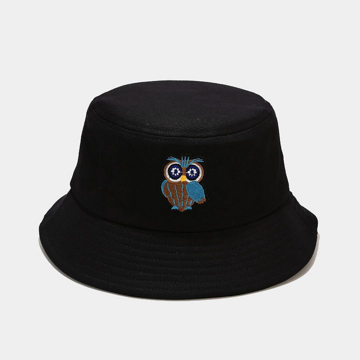 Fisherman Hat Labeling Feather Dolphin Owl Pattern Outdoor Sun Hat