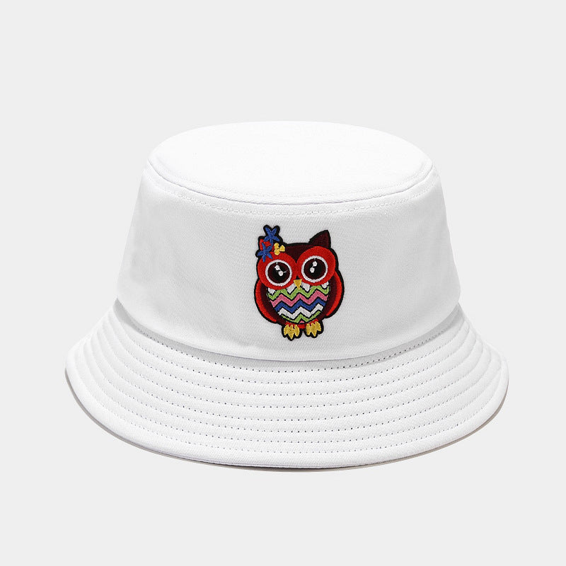 Fisherman Hat Labeling Feather Dolphin Owl Pattern Outdoor Sun Hat