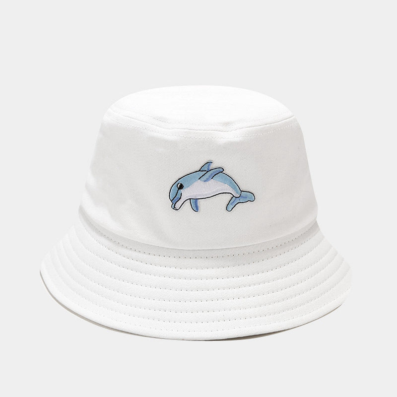 Fisherman Hat Labeling Feather Dolphin Owl Pattern Outdoor Sun Hat