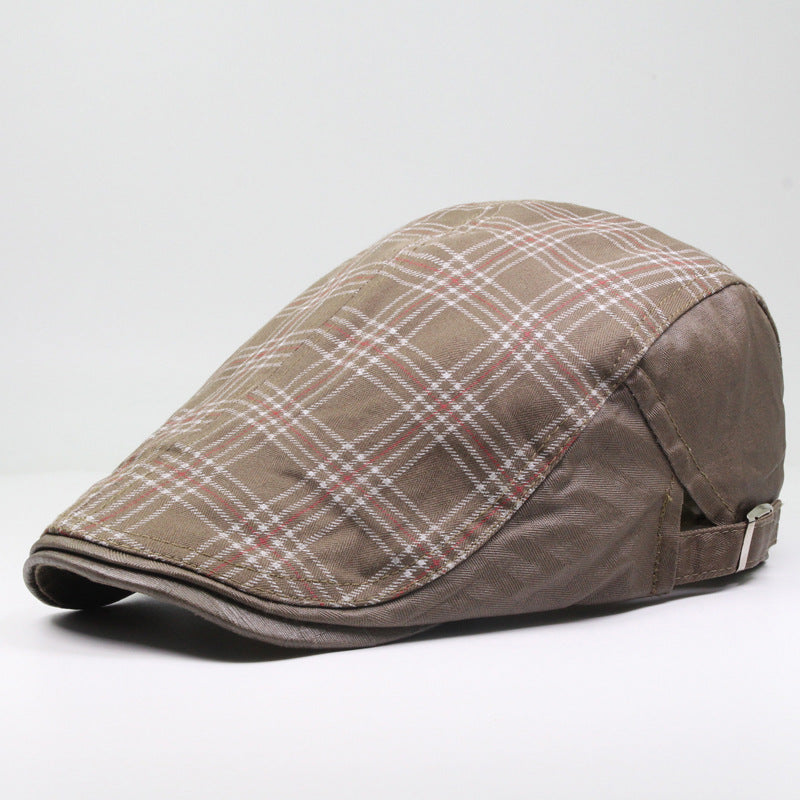 Plaid Color Matching Casual Cap Cotton Sunshade And Sunscreen Beret