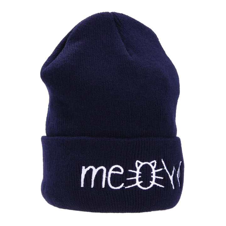 Autumn MEOW Cap Men Women Casual Hip Hop Hats Knitted Wool Skullies Beanies Hat Warm Winter Hat For Women Beanie Winter Caps