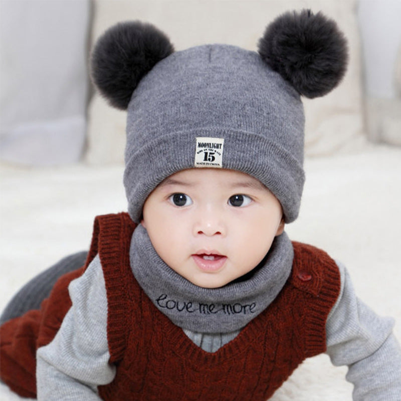 Children's wool hat in autumn and winter