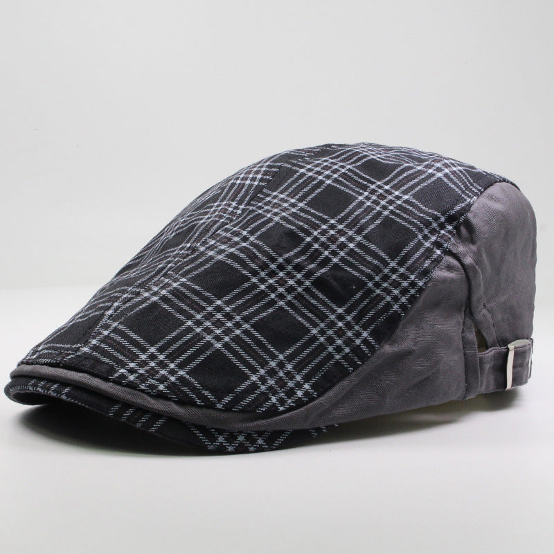 Plaid Color Matching Casual Cap Cotton Sunshade And Sunscreen Beret