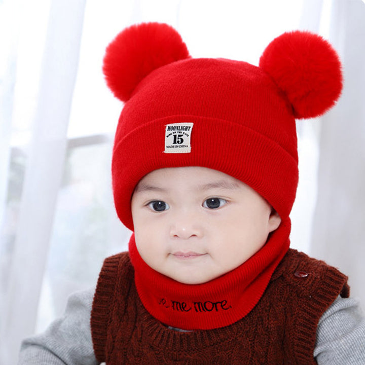 Children's wool hat in autumn and winter