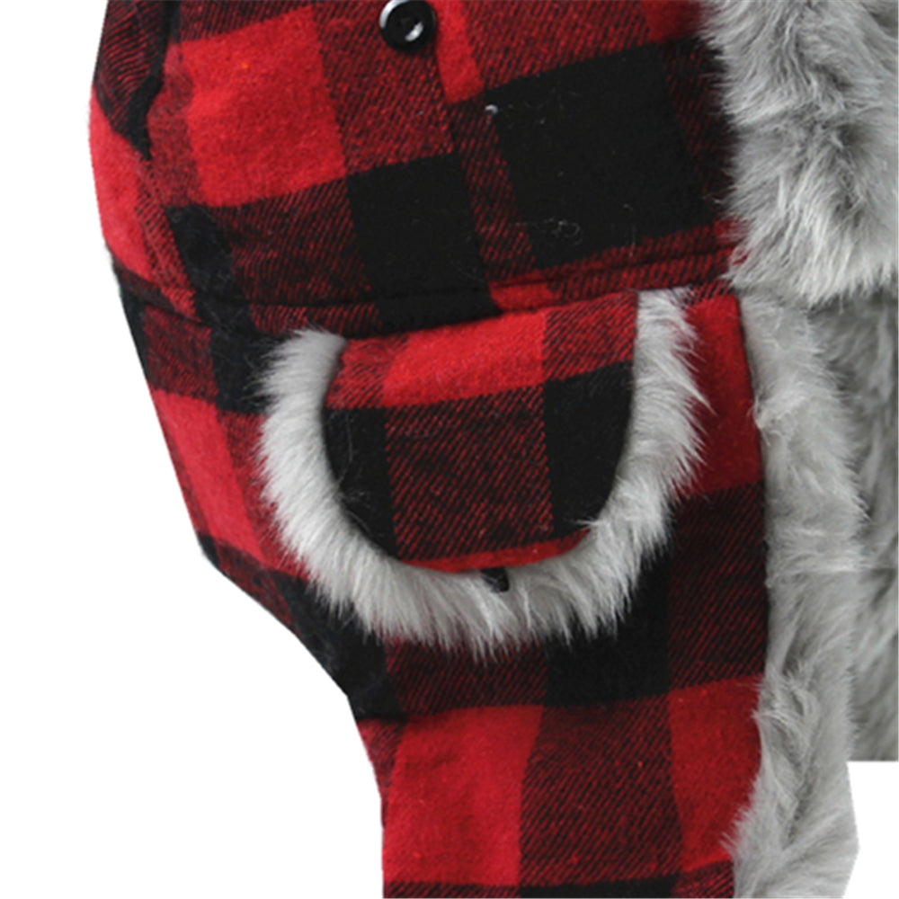 New Plaid Lei Feng Hat Men's And Women's Winter Hat