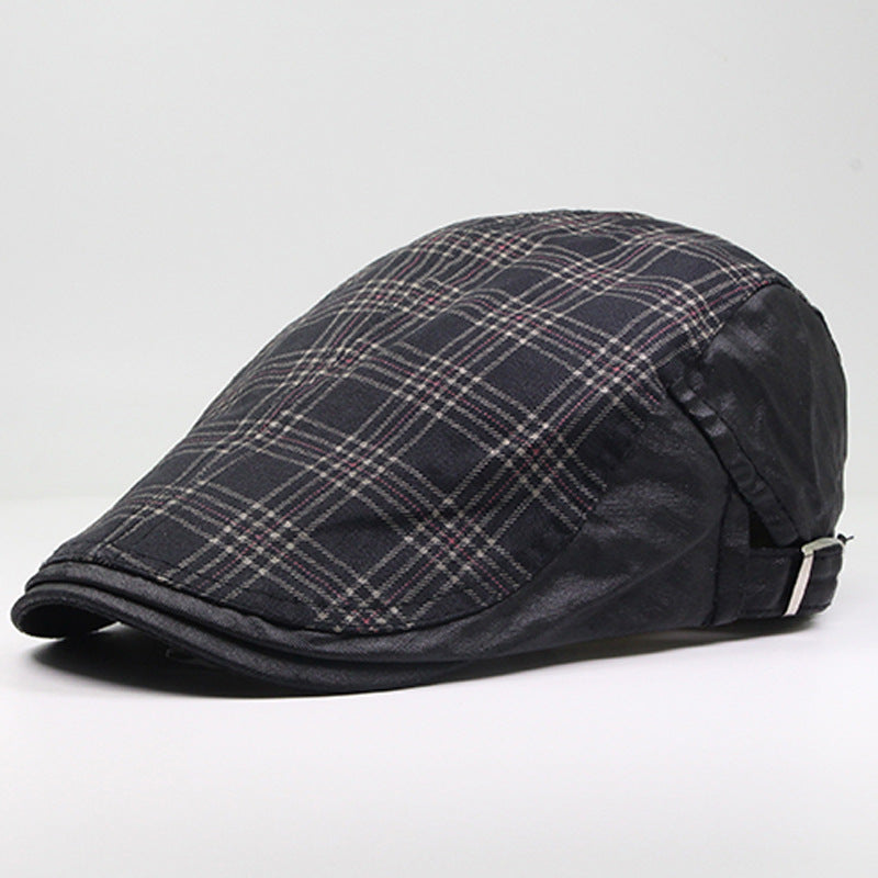 Plaid Color Matching Casual Cap Cotton Sunshade And Sunscreen Beret