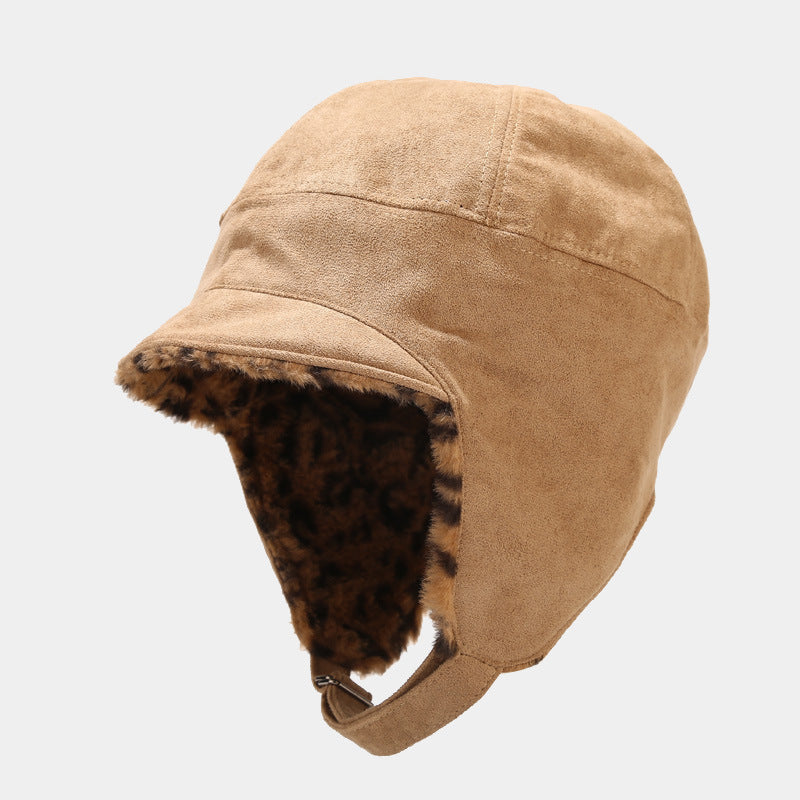 Suede Leopard Print Lei Feng Hat Warm Cycling Anti-cold Ear Protection