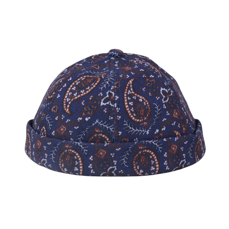 Cashew Flower Yuppie Melon Leather Men's Spring And Autumn Fashion Print Landlord Hat